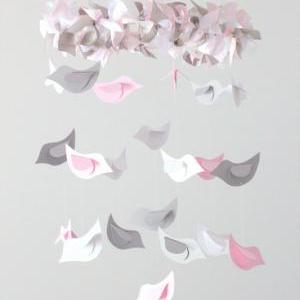 Small Pink & Gray Bird Mobile- Baby..