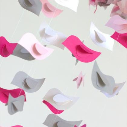 Small Pink & Gray Bird Mobile- Baby..