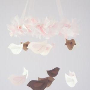 Small Bird Nursery Mobile In Brown, Pink..