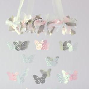 Small Butterfly Mobile- Light Pink, Gray..