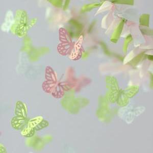 Small Butterfly Mobile In Pink, Green,..