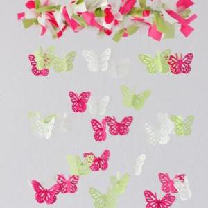 Small Butterfly Mobile In Pink, Green,..