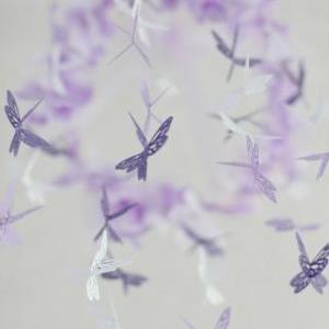 Small Butterfly Mobile In Lavender, Purple..
