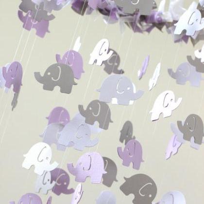 Baby Mobile- Lavender Gray Elephant Mobile, Baby..