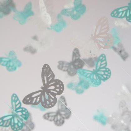Aqua, White & Gray Nursery Butterfly..
