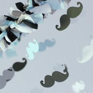 Mustache Nursery Mobile In Baby Blue, Black, Gray..