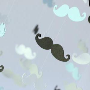 Mustache Nursery Mobile In Baby Blue, Black, Gray..