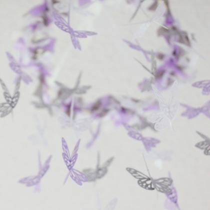 Small Butterfly Nursery Mobile In Lavender, Gray..