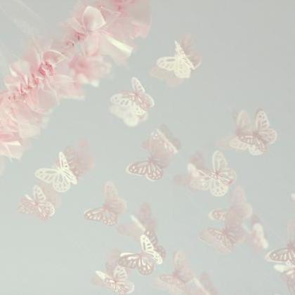 Small Butterfly Nursery Mobile In Light Pink