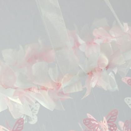 Small Butterfly Nursery Mobile In Light Pink..