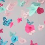 Pink Aqua Turquoise Butterflies &..