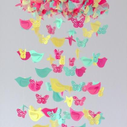 Butterflies & Birds Nursery Mobile In..