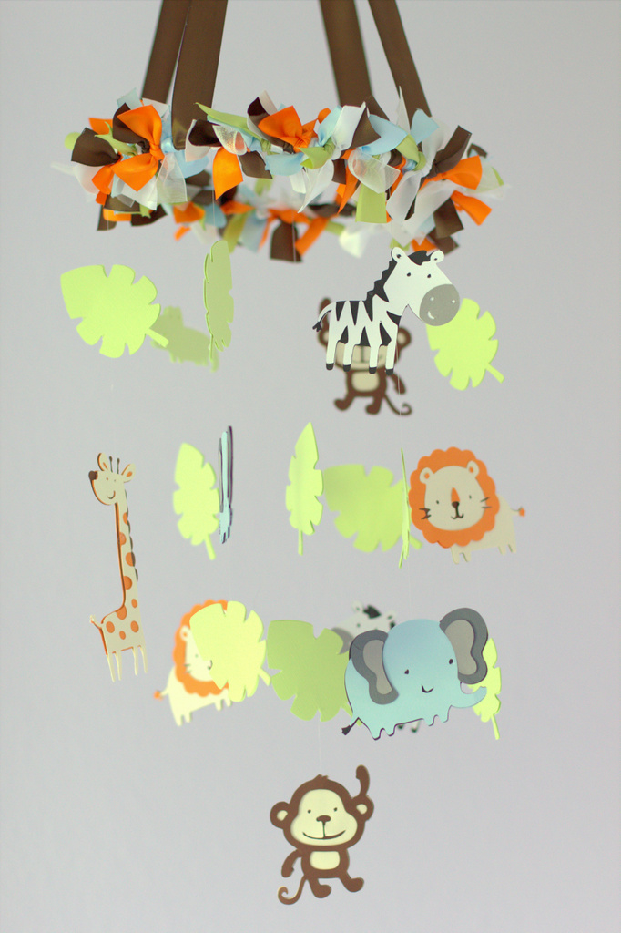 Jungle Animals Small Nursery Mobile - Nursery Decor, Baby Shower Gift, Photographer Prop