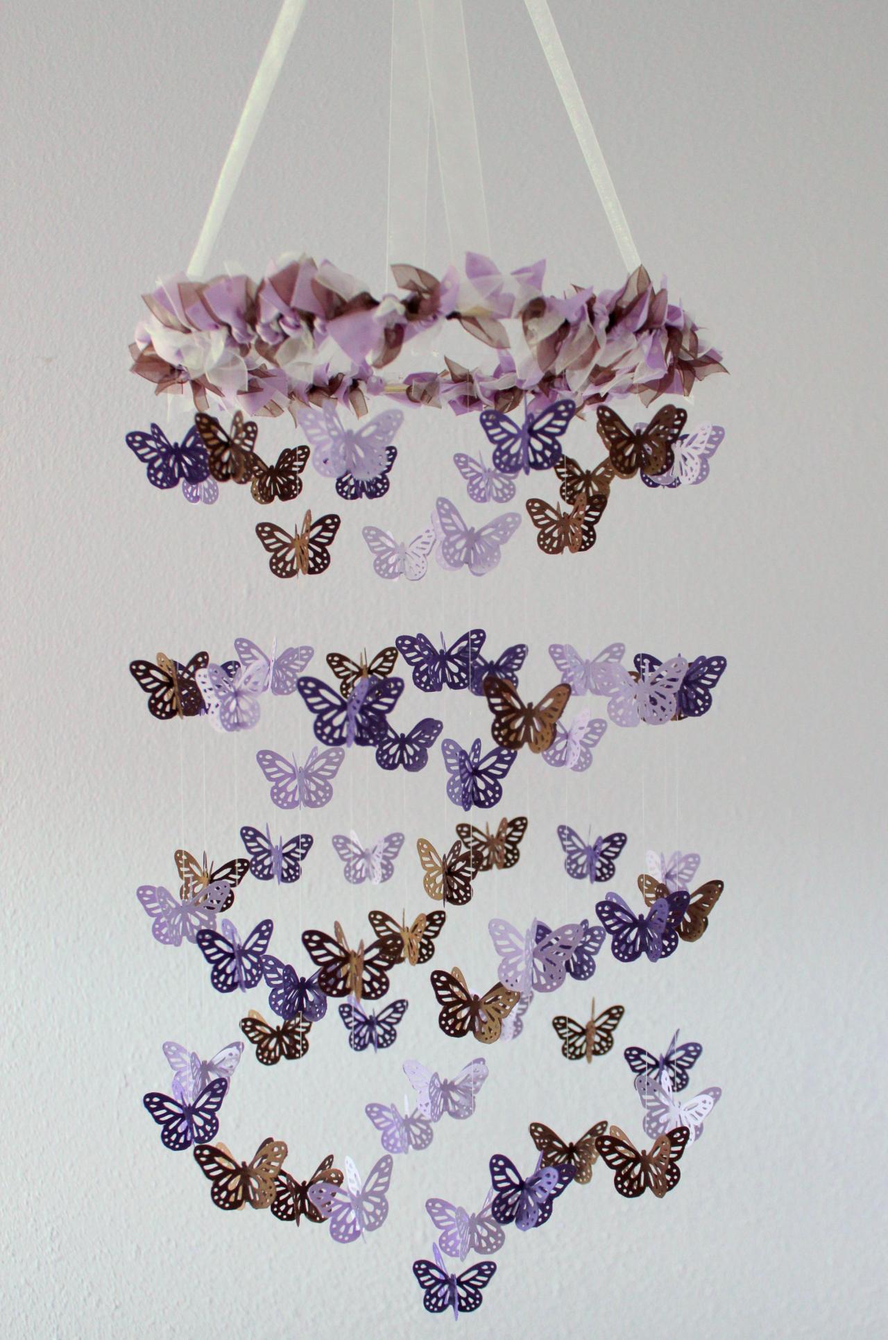 Butterfly Nursery Mobile - Purple, Lavender, And Brown Crib Mobile
