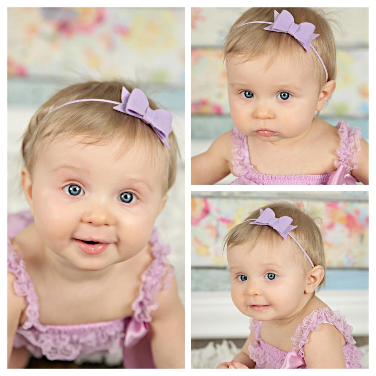 Lavender Felt Bow Headband Or Hair Clip For Newborn Baby Child Or Adult