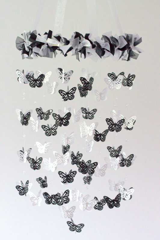Black & White Butterfly Mobile Chandelier