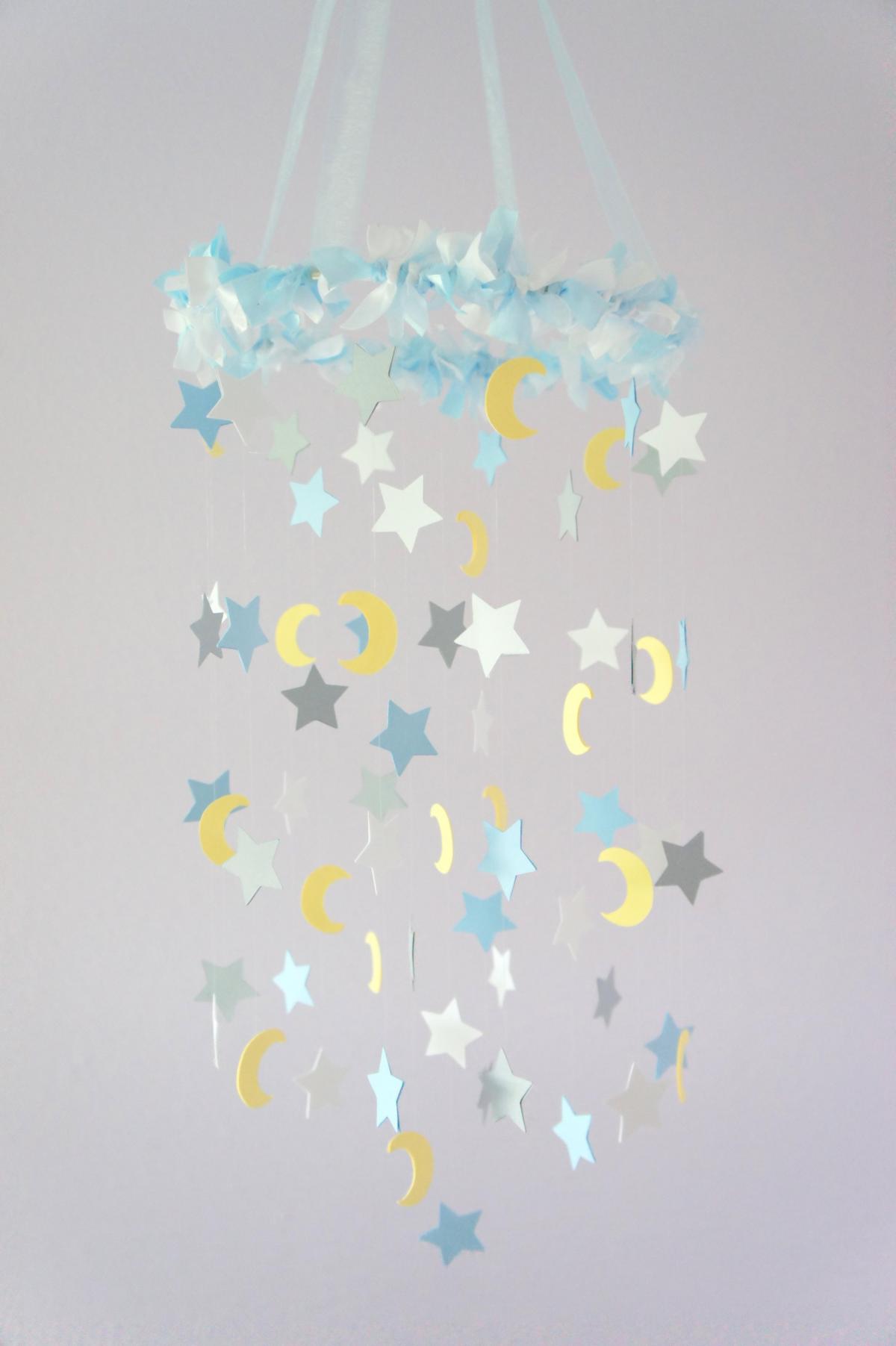 Moon & Stars Nursery Mobile- Nursery Decor, Baby Shower Decor, Baby Gift